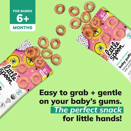 Miniatura 4 de Little Spoon Banana Pitaya Puffs Derretibles para Bebés, Maíz Orgánico Quinua Sorgo, Sin Arroz, Bocadillos Sin Azúcar Añadida, Fomenta