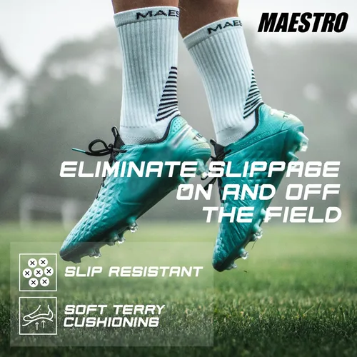 Miniatura 21 de Maestro - Calcetines de agarre de fútbol para hombres y mujeres con almohadillas antideslizantes, ideales para fútbol, baloncesto y deportes