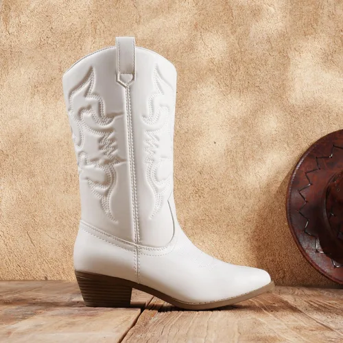 Miniatura 2 de DREAM PAIRS Botas vaqueras para mujer, botas vaqueras de media pantorrilla