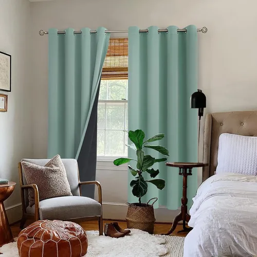 Miniatura 2 de BGment - Cortinas con aislamiento térmico para habitación, 100 % opacas, con forro negro, cortina de doble capa con ojales, reduce el ruido