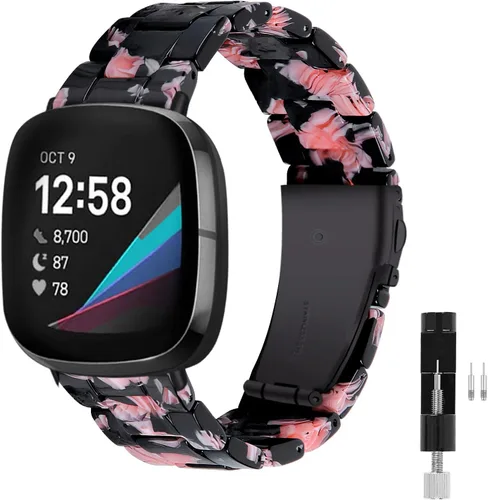Miniatura 24 de Correa de reloj de resina compatible con Fitbit Versa 4/Sense 2/Versa 3/Sense 1, pulsera brazalete de moda ligera y ajustable de repuesto