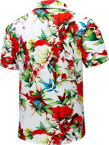 Miniatura 3 de SheLucki - Camisa hawaiana para hombre, unisex, estilo informal, manga corta, con botones y estampado de sombra de palmeras, para el verano