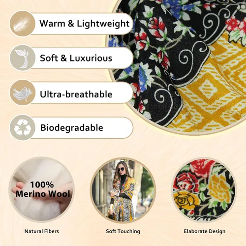 Miniatura 72 de DANA XU Manta de pashmina extragrande 100% de lana merina, bufanda de viaje, bufanda de cachemira para mujer, otoño e invierno, chal de gran