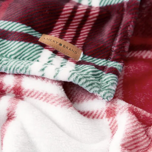 Miniatura 3 de Lucky Brand - Manta de felpa de invierno roja a cuadros de 50x70 pulgadas, manta suave y lujosa de microfibra para una comodidad y calidez extremas