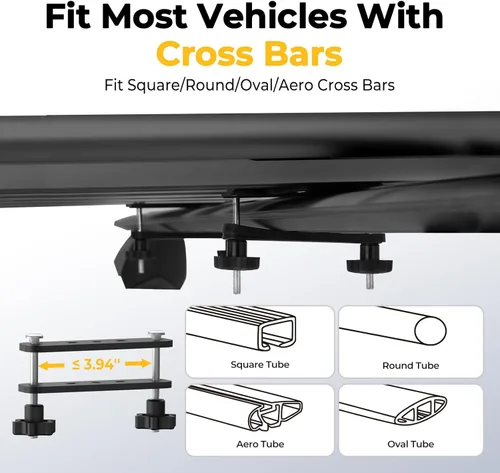 Miniatura 3 de BougeRV Cesta de techo de aluminio antioxidante de 47 x 40 x 8 pulgadas, ligera, universal, con carenado de viento, portaequipajes para SUV
