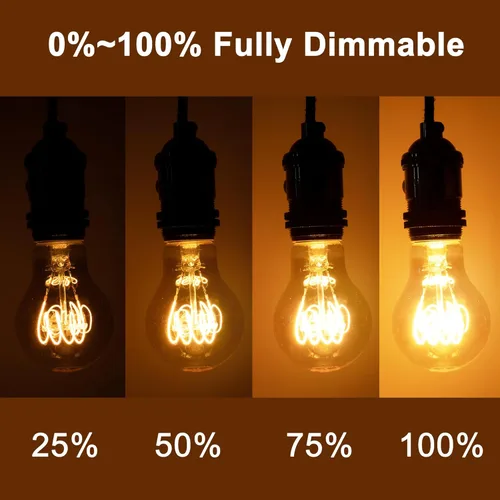 Miniatura 3 de Bombillas LED Edison cálidas, bombillas Edison A19 de 4 W regulables, bombillas incandescentes equivalentes a 40 W, blanco cálido de 2200 K
