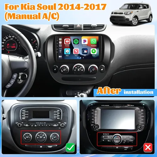 Miniatura 2 de Radio de coche WiFi de 5 GHz para Kia Soul 2014 2015 2016 2017 (A/C manual): [2G+64G] Actualización de pantalla táctil de 9 pulgadas para Kia Soul