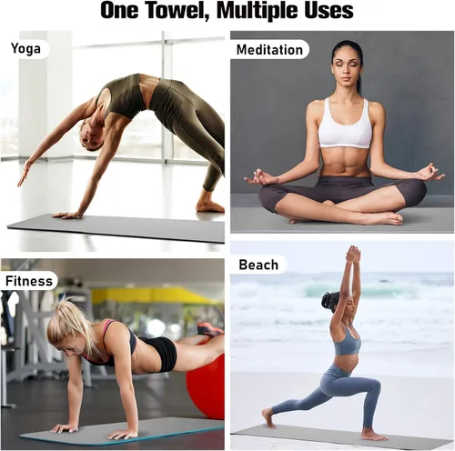 Miniatura 6 de MoKo Toalla de yoga caliente, toalla antideslizante con puntos de agarre, 74.4 x 27.3 pulgadas, cubierta de esterilla de yoga para pilates, fitness