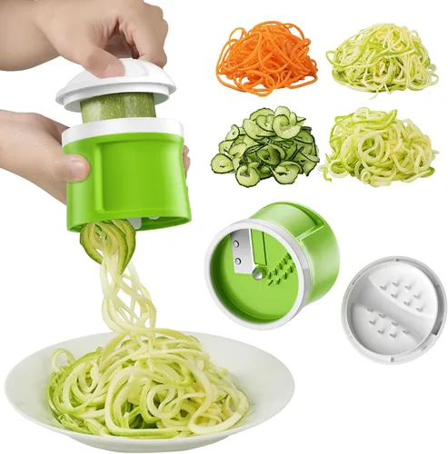Miniatura 2 de [Todo en 1] Versión mejorada de rebanador de mandolina seguro para la cocina, grosor ajustable y espiralizador, rebanador de verduras, mandolina