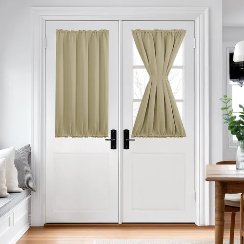 Miniatura 38 de Cortina térmica para puerta con bolsillo para barra, opacas, tratamiento de ventanas con ojales y ojales Deconovo 1 panel