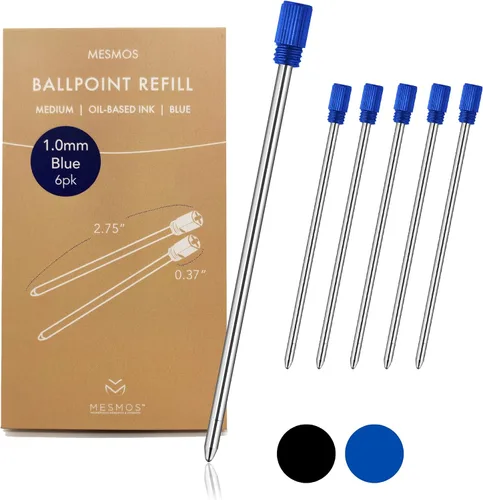 Miniatura 10 de MESMOS Recambios de bolígrafo de 2.75 pulgadas (2.8 in), punta media de 0.039 pulgadas, cartuchos de repuesto para bolígrafo, bolígrafos giratorios