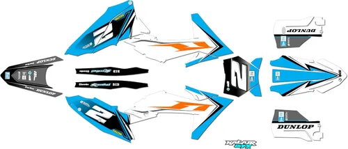 Kit de gráficos para KTM Enduro 2-Stroke 125XC, 250XC y 300XC (2023) Razor Series Cyan 21 Mil - Adhesivo para moto Dirt Pit Bike - Adhesivo para Cian