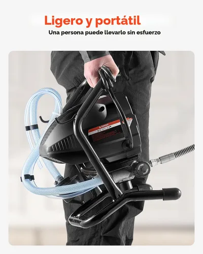 Miniatura 6 de VEVOR Pulverizador de pintura sin aire de soporte, pulverizador sin aire de alta eficiencia de 650 W, pulverizador de pintura eléctrico de 3000 PSI