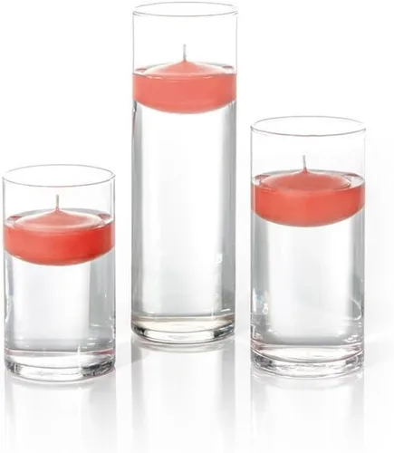 Miniatura 32 de yummi Juego de 18 velas flotantes y jarrones cilíndricos - Borgoña