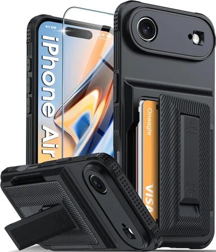 Oneagle Funda tipo cartera para iPhone Air con tarjetero (4-5 tarjetas) [bloqueo RFID] [protector de pantalla] Funda de protección completa para