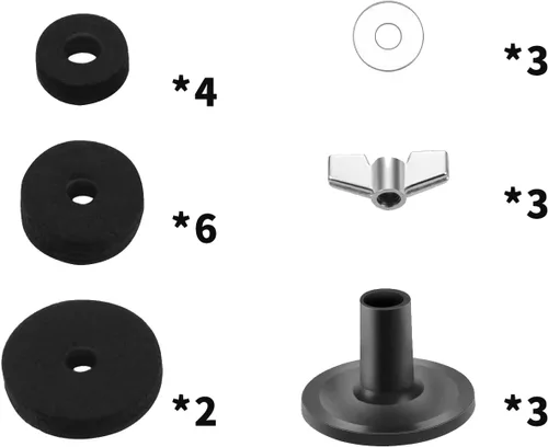 Miniatura 3 de 21 piezas de platillos accesorios de repuesto para platillos de fieltros, copa de fieltro de embrague Hi-Hat con mangas, tuercas de ala de base