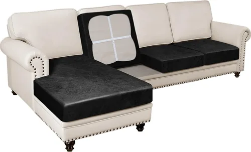 Miniatura 47 de Fundas para sofá modular, funda para sofá con aspecto de cuero, forma de L, 2 piezas, funda elástica suave para sofá seccional, protector de muebles