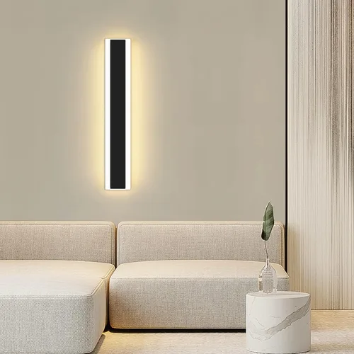 Miniatura 34 de Luz de pared exterior moderna de 47 pulgadas, accesorios de iluminación exterior de acrílico negro de 3000K, montaje en pared, luces de porche