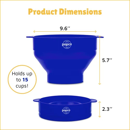 Miniatura 3 de POPCO Palomera de microondas de silicona con asas - Fabricante de palomitas de maíz - Palomera de microondas - Bol plegable - Apta para lavavajillas