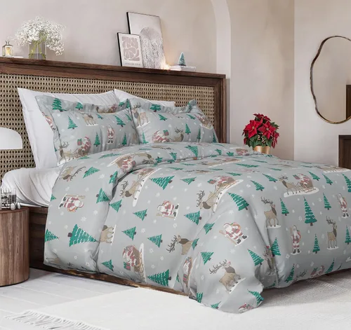 Miniatura 18 de Juego de funda de edredón de Navidad tamaño individual, funda de edredón extra suave con 1 funda de almohada, ropa de cama navideña con cierres