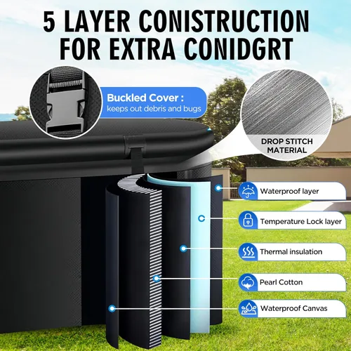 Miniatura 5 de Bañera fría grande XXL para atletas, bañera de hielo inflable con tapa, compatible con enfriadores, tina de hielo para recuperación de terapia