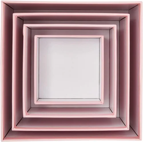 Miniatura 6 de Stockroom Plus Juego de cajas de regalo, surtido de 4 piezas, color rosa, cajas cuadradas rosadas apilables con tapas para bodas, cumpleaños