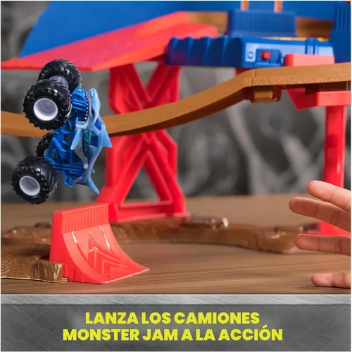Miniatura 3 de Monster Jam, Set de Mini Lanzaderas, Incluye Monster Mutt y Earth Shaker, Camiones Monstruo de Metal a Escala 1:87, Juguetes para Niños de 3, 4, 5