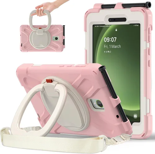 Miniatura 141 de 360 Rotation Case for Galaxy Tab ActivePro/Tab Active4 Pro/Active 5 Pro 10.1" Sturdy Cover Rotate Ring Stand Shoulder Carrying Strap Hand Strap