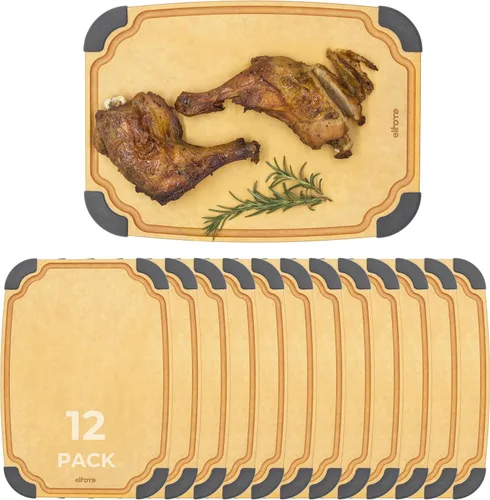 Miniatura 16 de Elihome Essential Series - Juego de tablas de cortar de madera 2 en 1 para cocina, tabla de madera para cortar verduras, pan, queso, carne