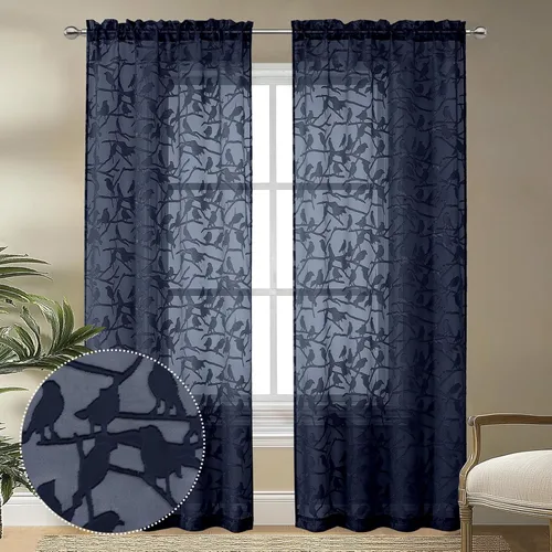 Miniatura 29 de OVZME Anji - 2 paneles de cortinas traslúcidas de gasa marrón de 72 pulgadas de largo para dormitorio, doble bolsillo para barra, tela ligera