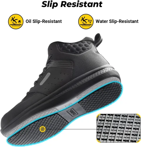 Miniatura 4 de FitVille Botas de trabajo anchas para hombre, puntera compuesta, zapatos de seguridad para el trabajo, botas de trabajo antideslizantes