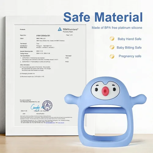 Miniatura 9 de Smily Mia Juguetes de dentición para bebés de 0 a 6 meses, mordedores para bebés de 3 a 6 meses Mordedor de pingüino Mordedor de mano Manoplas