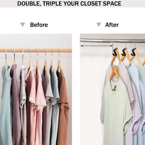 Miniatura 7 de 150 ganchos para colgar ropa, clips extensores de plástico resistente, ganchos de conexión de terciopelo, ganchos de suspensión en cascada para 150