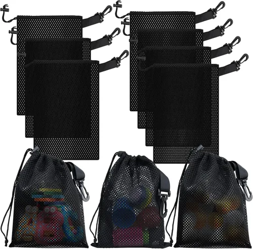Miniatura 12 de 10 bolsas de malla con clips, bolsas de almacenamiento de nailon portátiles para juguetes, almacenamiento deportivo, actividades al aire libre, etc.