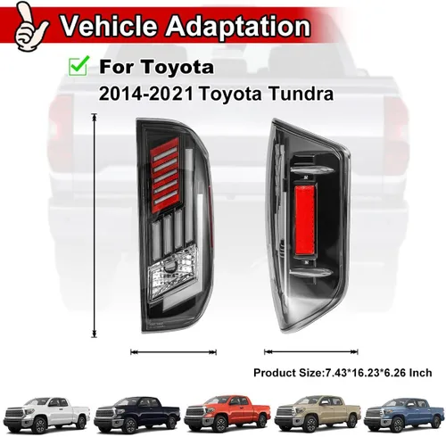 Miniatura 4 de Nixon Offroad Luces traseras para Toyota Tundra 2014 2015 2016 2017 2018 2019 2020 2021 Luces traseras LED Luces traseras Conjunto de luces traseras
