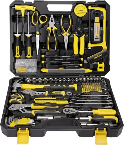 Miniatura 9 de ENVENTOR Kit de herramientas para el hogar, juego de herramientas básicas de reparación de automóviles para el hogar con caja de herramientas, kit