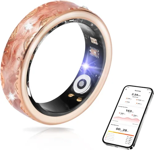 Anillo inteligente para mujeres y hombres, rastreador de salud y fitness con frecuencia cardíaca, monitor de sueño, oxígeno en sangre, HRV, 128