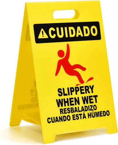 Miniatura 17 de MATTHEW CLEANING - Señales industriales de 19 pulgadas para suelo mojado, paquete de 3 letreros de advertencia multilingües de plástico corrugado