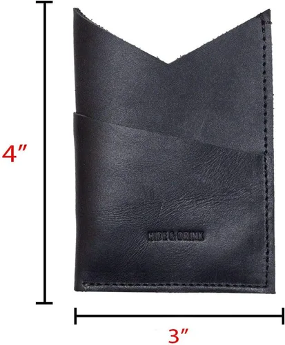 Miniatura 5 de Hide & Drink, Tarjetero de cuero con corte triangular, con capacidad para hasta 6 tarjetas y billetes plegados, organizador de dineroaccesorios