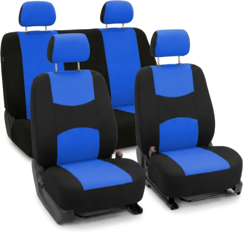 Miniatura 10 de FH Group Juego completo de fundas de asiento de automóvil de tela plana, color beige combo, diseño de fundas de asiento de automóvil pequeño