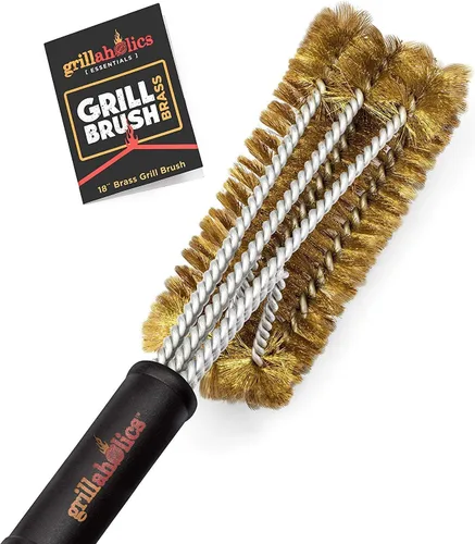 Miniatura 2 de Grillaholics Paquete pesado de cepillo de parrilla de latón Essentials + alfombrilla antiadherente para parrilla