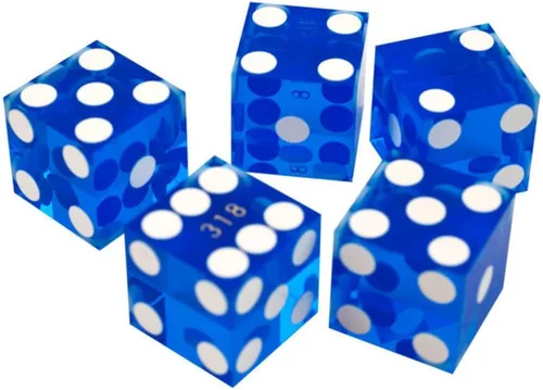 Miniatura 5 de Juego de dados - Dados de casino serializados de 19 mm de grado A con bordes afilados - Accesorios para noche de juegos de Trademark Poker (Azul)