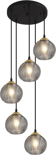 Miniatura 16 de KCO Iluminación Moderna de Vidrio Gris Ahumado Lámpara Colgante Isla de Cocina Globo Grande Estilo Granja Iluminación Colgante Ajustable Vidrio