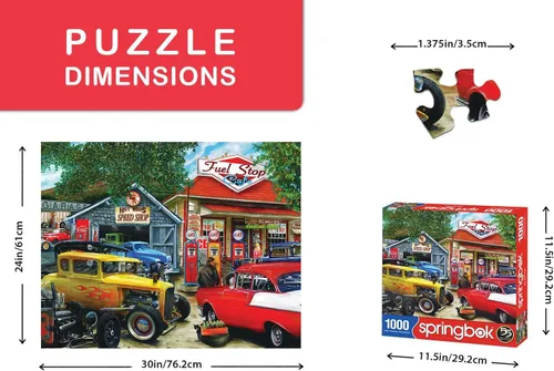 Miniatura 3 de Springbok 's - Rompecabezas de 1000 piezas Hot Rod Cafe, fabricado en Estados Unidos Multicolor
