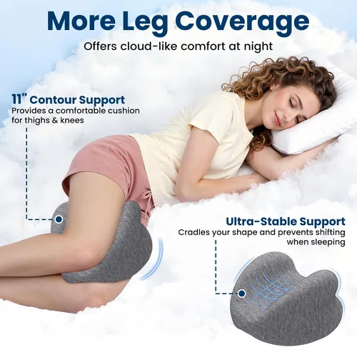 Miniatura 4 de Almohada de rodilla para personas que duermen de lado, almohada de espuma viscoelástica de gel refrescante para dormir de lado, en forma de corazón