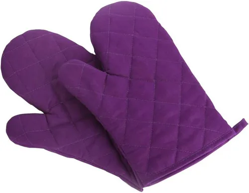 Miniatura 6 de Guantes para horno, guantes de cocina premium resistentes al calor de algodón y poliéster acolchados de gran tamaño tipo manopla, 1 par rosa