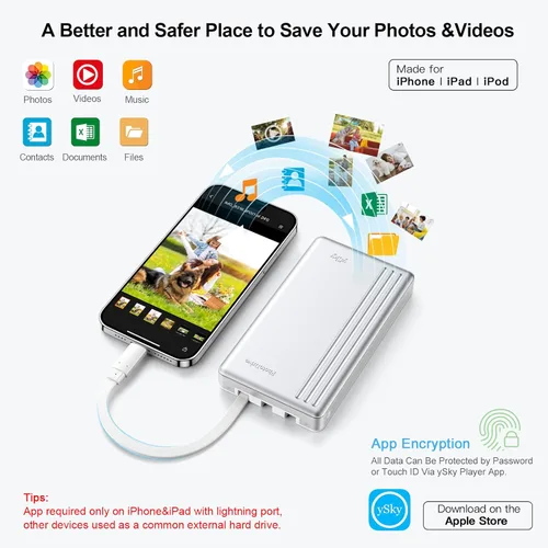 Miniatura 3 de ySky Disco duro externo portátil para iPhone, iPad, MacBook, computadora, dispositivo de almacenamiento USB de 1 TB para iPhone 17/16/15/14/13/12