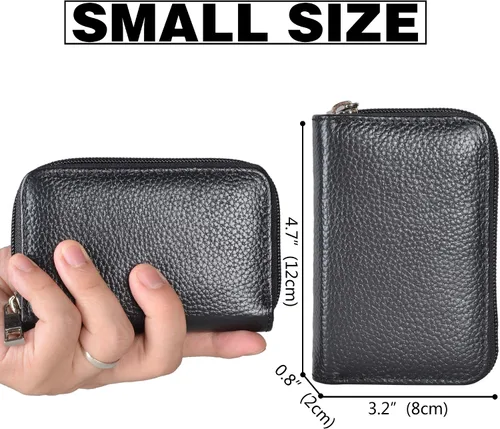 Miniatura 4 de Easyoulife billetera para tarjetas de crédito de cuero auténtico con espacio para 26 tarjetas