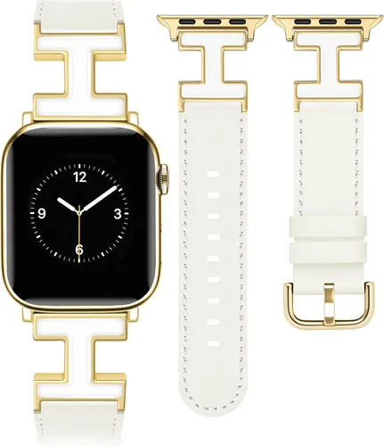 Miniatura 9 de MOINSPIRE - Correa de cuero compatible con correas de Apple Watch para mujeres 38/40/41/42/44/45/46/49 mm, elegante correa de cuero de diseñador
