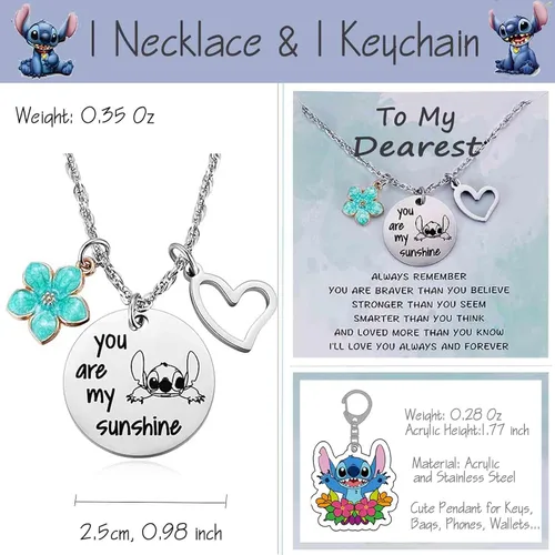 Miniatura 4 de EMISOO Stitch Merchandise Stuff Set de regalo para niñas, bolsa con cordón de dibujos animados de Stitch Anime, cordón para llavero, pulseras